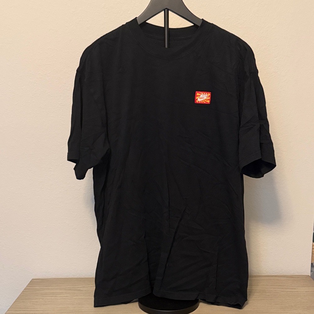 Nike Black Tee with Red Logo Patch